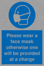 MP6179: Please wear a face mask otherwise one will be provided at a charge