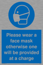 MP6179: Please wear a face mask otherwise one will be provided at a charge