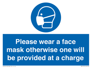 MP6179: Please wear a face mask otherwise one will be provided at a charge