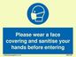 MP6185: Please wear a face covering and sanitise your hands before entering
