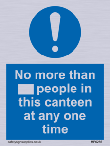 MP6256: No more than xxx people in this canteen at any one time