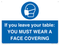 MP6263: If you leave your table: YOU MUST WEAR A FACE COVERING