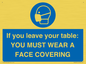 MP6263: If you leave your table: YOU MUST WEAR A FACE COVERING