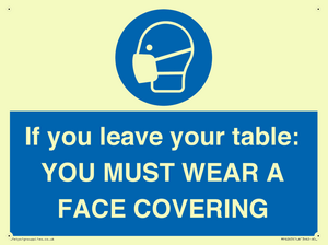 MP6263: If you leave your table: YOU MUST WEAR A FACE COVERING