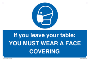 MP6263: If you leave your table: YOU MUST WEAR A FACE COVERING