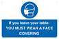 MP6263: If you leave your table: YOU MUST WEAR A FACE COVERING