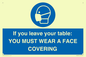 MP6263: If you leave your table: YOU MUST WEAR A FACE COVERING