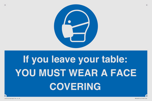 MP6263: If you leave your table: YOU MUST WEAR A FACE COVERING