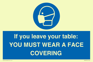 MP6263: If you leave your table: YOU MUST WEAR A FACE COVERING