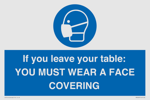 MP6263: If you leave your table: YOU MUST WEAR A FACE COVERING