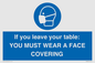 MP6263: If you leave your table: YOU MUST WEAR A FACE COVERING