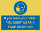 MP6263: If you leave your table: YOU MUST WEAR A FACE COVERING