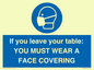 MP6263: If you leave your table: YOU MUST WEAR A FACE COVERING
