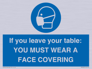 MP6263: If you leave your table: YOU MUST WEAR A FACE COVERING