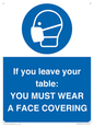 MP6263: If you leave your table: YOU MUST WEAR A FACE COVERING