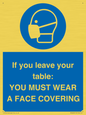 MP6263: If you leave your table: YOU MUST WEAR A FACE COVERING