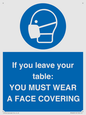MP6263: If you leave your table: YOU MUST WEAR A FACE COVERING