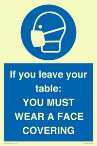 MP6263: If you leave your table: YOU MUST WEAR A FACE COVERING