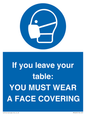 MP6263: If you leave your table: YOU MUST WEAR A FACE COVERING