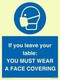 MP6263: If you leave your table: YOU MUST WEAR A FACE COVERING