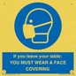MP6263: If you leave your table: YOU MUST WEAR A FACE COVERING