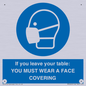 MP6263: If you leave your table: YOU MUST WEAR A FACE COVERING