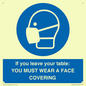 MP6263: If you leave your table: YOU MUST WEAR A FACE COVERING