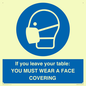 MP6263: If you leave your table: YOU MUST WEAR A FACE COVERING