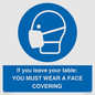 MP6263: If you leave your table: YOU MUST WEAR A FACE COVERING
