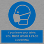 MP6263: If you leave your table: YOU MUST WEAR A FACE COVERING