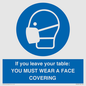 MP6263: If you leave your table: YOU MUST WEAR A FACE COVERING