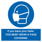 MP6263: If you leave your table: YOU MUST WEAR A FACE COVERING