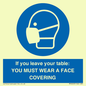 MP6263: If you leave your table: YOU MUST WEAR A FACE COVERING