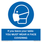MP6263: If you leave your table: YOU MUST WEAR A FACE COVERING
