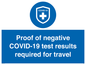 MP7040: Proof of negative COVID-19 test results required for travel