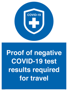 MP7040: Proof of negative COVID-19 test results required for travel