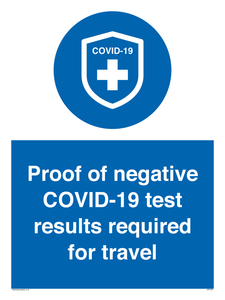 MP7040: Proof of negative COVID-19 test results required for travel