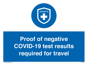 MP7040: Proof of negative COVID-19 test results required for travel