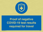MP7040: Proof of negative COVID-19 test results required for travel