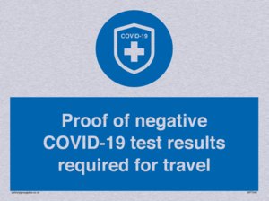 MP7040: Proof of negative COVID-19 test results required for travel