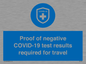 MP7040: Proof of negative COVID-19 test results required for travel