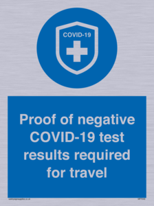 MP7040: Proof of negative COVID-19 test results required for travel