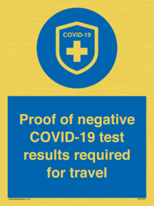 MP7040: Proof of negative COVID-19 test results required for travel