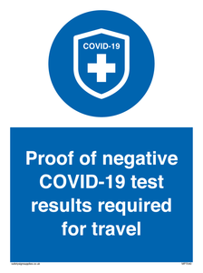 MP7040: Proof of negative COVID-19 test results required for travel