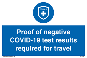 MP7040: Proof of negative COVID-19 test results required for travel