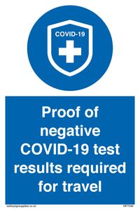 MP7040: Proof of negative COVID-19 test results required for travel