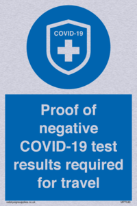 MP7040: Proof of negative COVID-19 test results required for travel