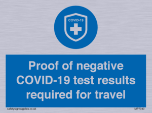 MP7040: Proof of negative COVID-19 test results required for travel