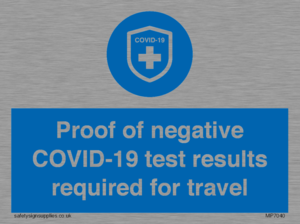 MP7040: Proof of negative COVID-19 test results required for travel