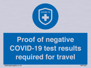 MP7040: Proof of negative COVID-19 test results required for travel